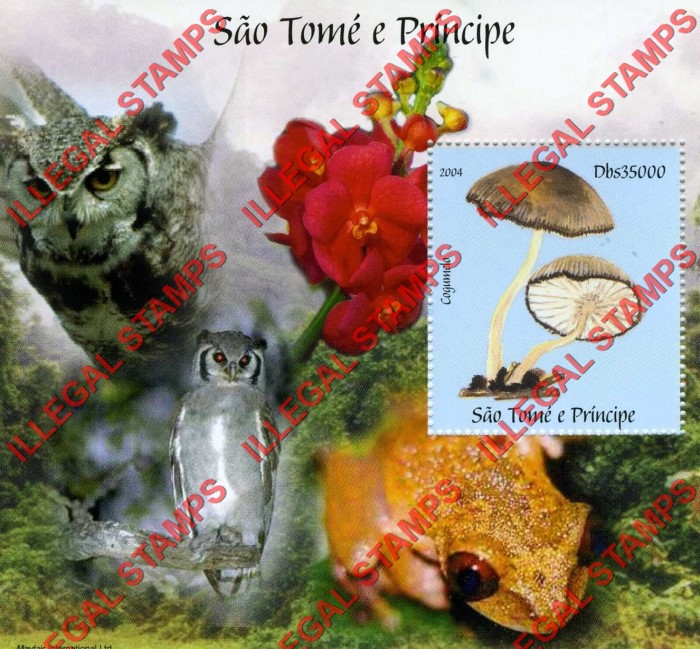 Saint Thomas and Prince Islands 2004 Mushrooms Illegal Stamp Souvenir Sheet of 1