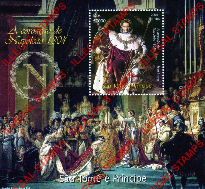 Saint Thomas and Prince Islands 2004 Napoleon Coronation Illegal Stamp Souvenir Sheet of 1