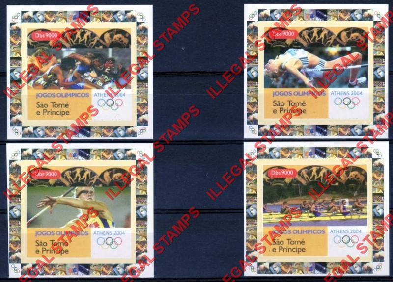 Saint Thomas and Prince Islands 2004 Olympic Games in Athens Illegal Stamp Deluxe Souvenir Sheets of 1