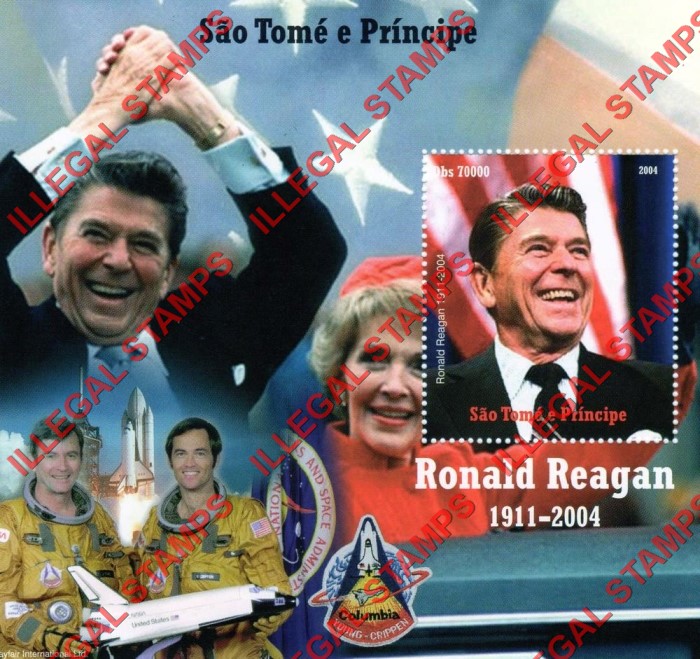 Saint Thomas and Prince Islands 2004 Ronald Reagan Illegal Stamp Souvenir Sheet of 1