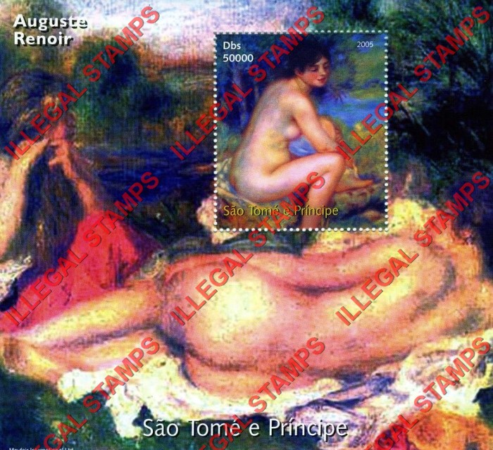 Saint Thomas and Prince Islands 2005 Paintings by Auguste Renoir Illegal Stamp Souvenir Sheet of 1