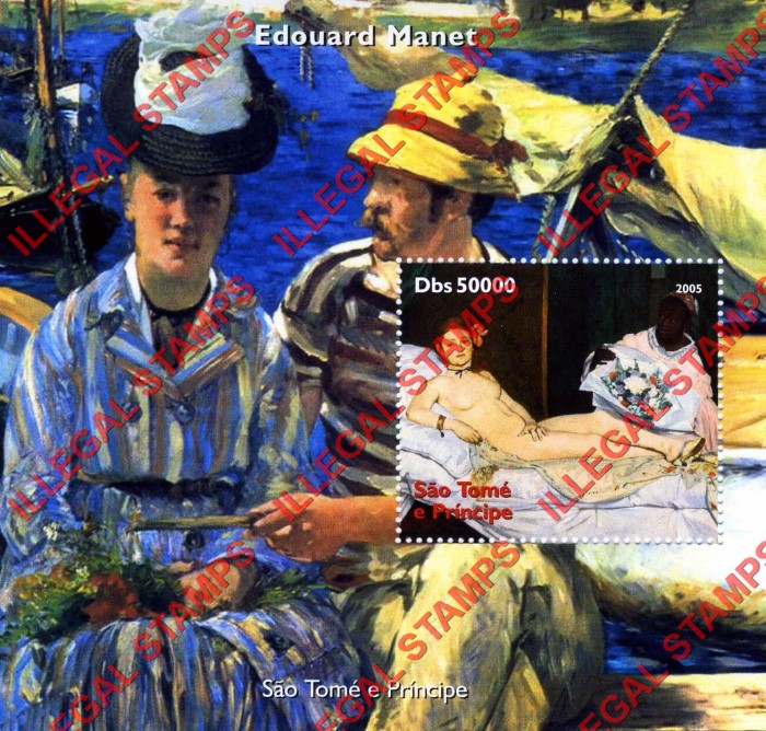 Saint Thomas and Prince Islands 2005 Paintings by Edouard Monet Illegal Stamp Souvenir Sheet of 1