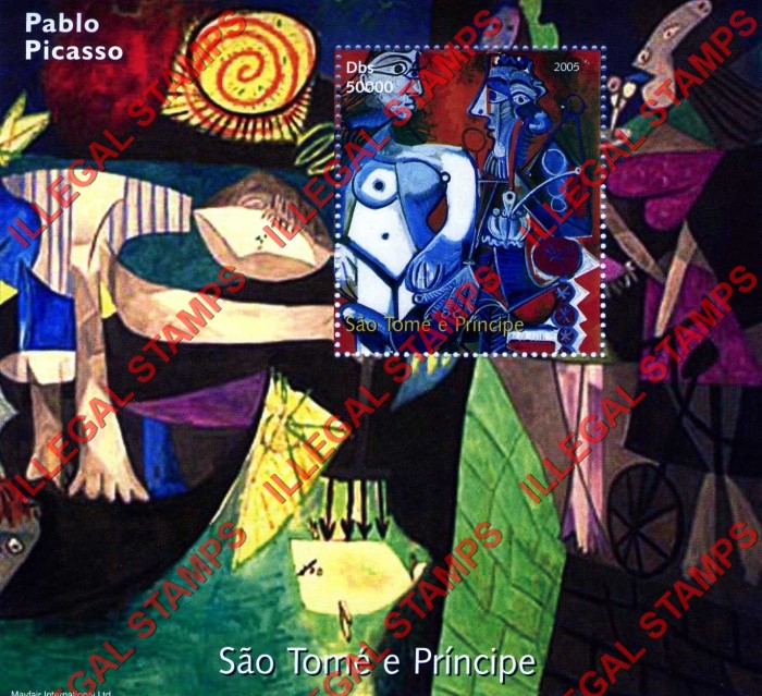 Saint Thomas and Prince Islands 2005 Paintings by Pablo Picasso Illegal Stamp Souvenir Sheet of 1