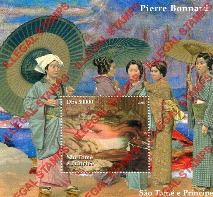 Saint Thomas and Prince Islands 2005 Paintings by Pierre Bonnard Illegal Stamp Souvenir Sheet of 1