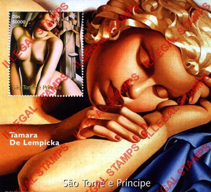 Saint Thomas and Prince Islands 2005 Paintings by Tamara De Lempicka Illegal Stamp Souvenir Sheet of 1