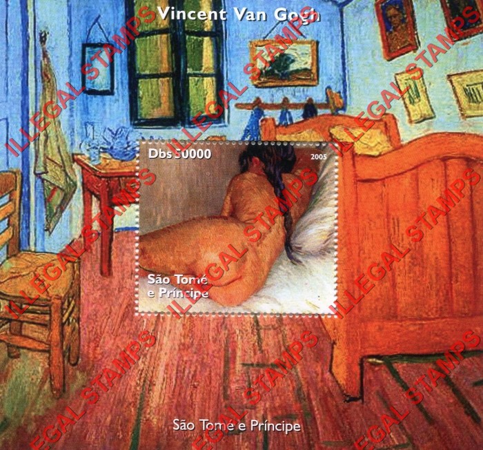 Saint Thomas and Prince Islands 2005 Paintings by Vincent Van Gogh Illegal Stamp Souvenir Sheet of 1