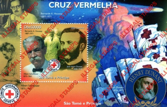 Saint Thomas and Prince Islands 2005 Red Cross Henry Dunant Illegal Stamp Souvenir Sheet of 1