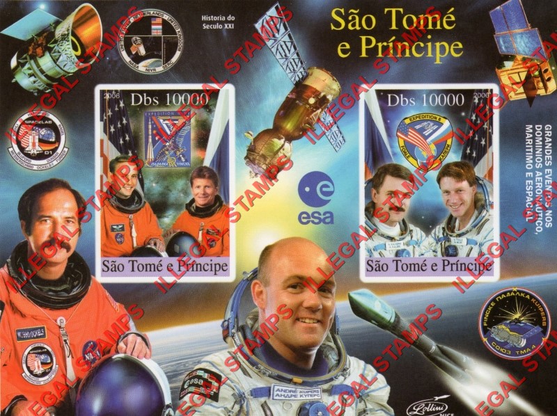 Saint Thomas and Prince Islands 2006 Major Events Astronauts Illegal Stamp Souvenir Sheet of 2