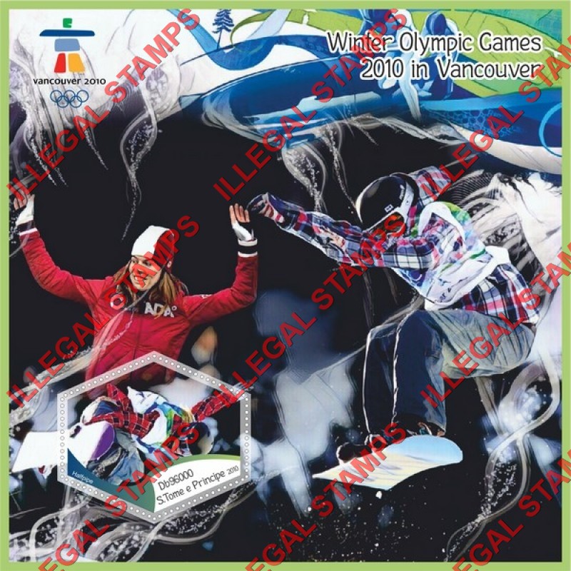 Saint Thomas and Prince Islands 2010 Olympic Games in Vancouver Illegal Stamp Souvenir Sheet of 1