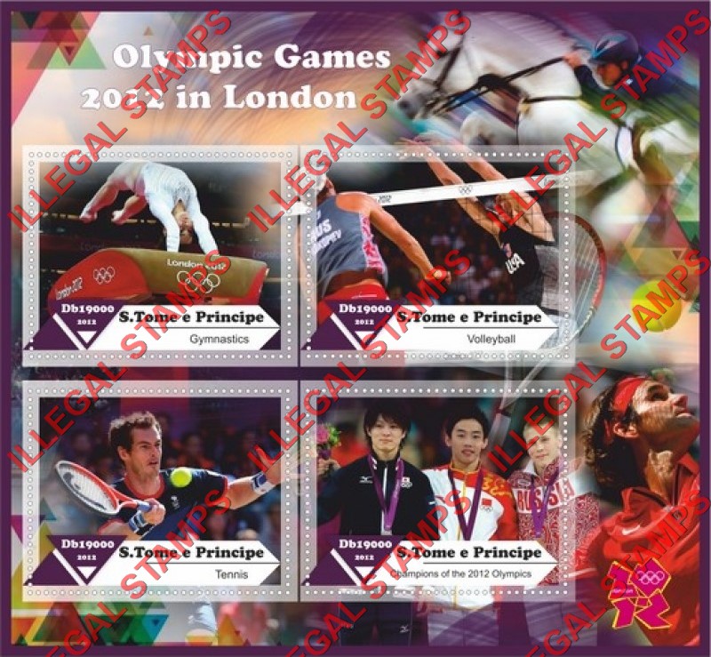 Saint Thomas and Prince Islands 2012 Olympic Games in London Illegal Stamp Souvenir Sheet of 4