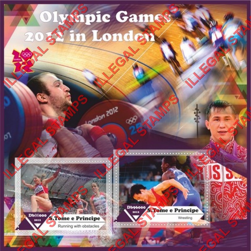 Saint Thomas and Prince Islands 2012 Olympic Games in London Illegal Stamp Souvenir Sheet of 2