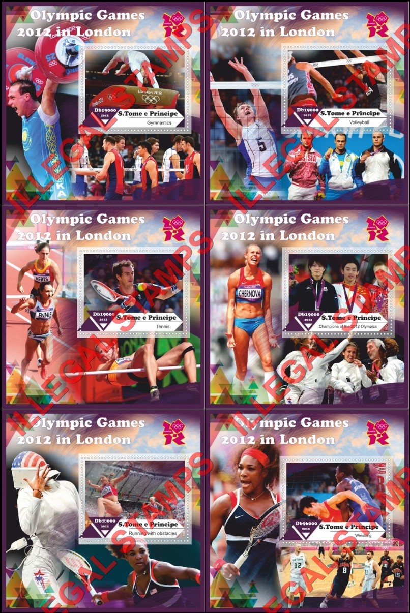Saint Thomas and Prince Islands 2012 Olympic Games in London Illegal Stamp Souvenir Sheets of 1