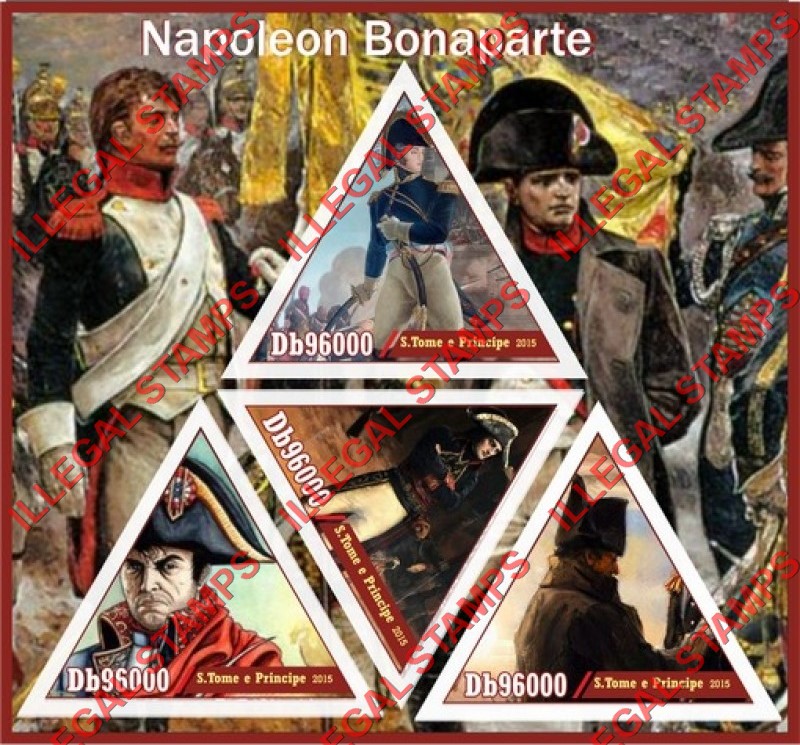 Saint Thomas and Prince Islands 2015 Napoleon Bonaparte Illegal Stamp Souvenir Sheet of 4