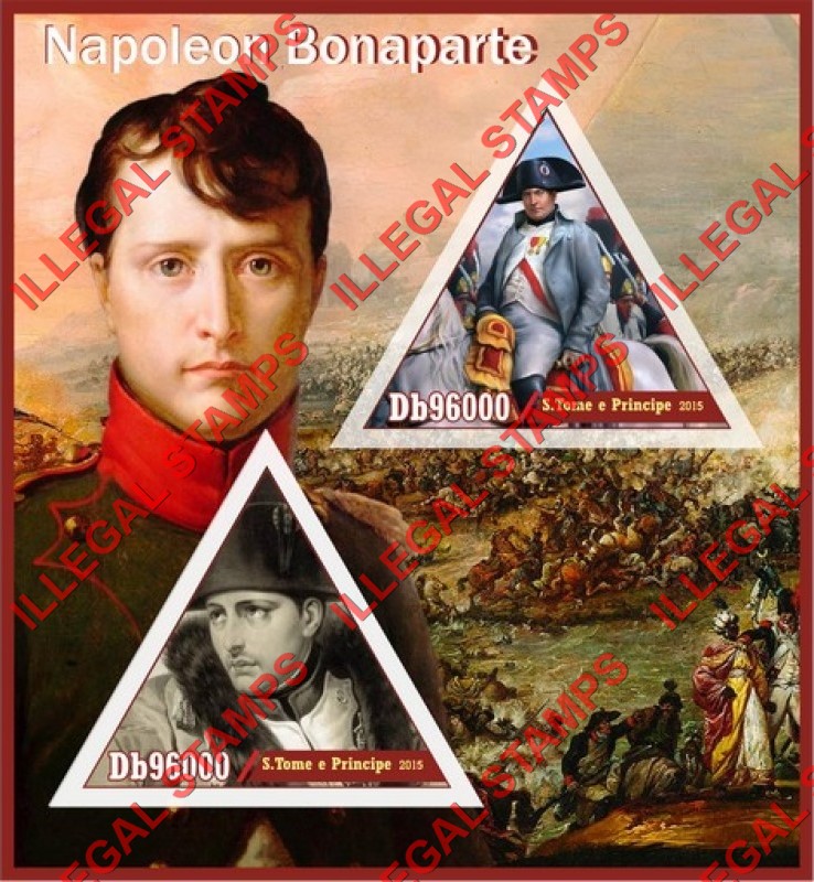 Saint Thomas and Prince Islands 2015 Napoleon Bonaparte Illegal Stamp Souvenir Sheet of 2
