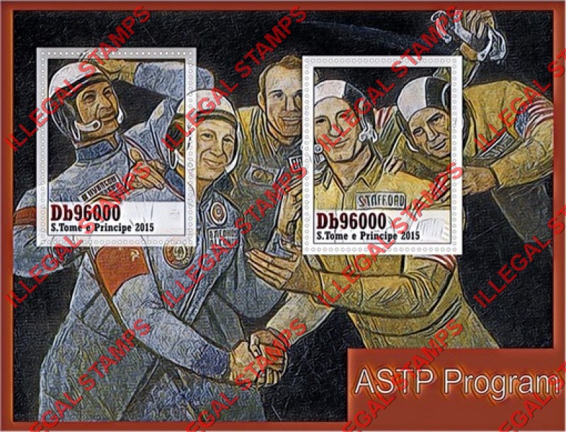 Saint Thomas and Prince Islands 2015 Space ASTP Program Illegal Stamp Souvenir Sheet of 2