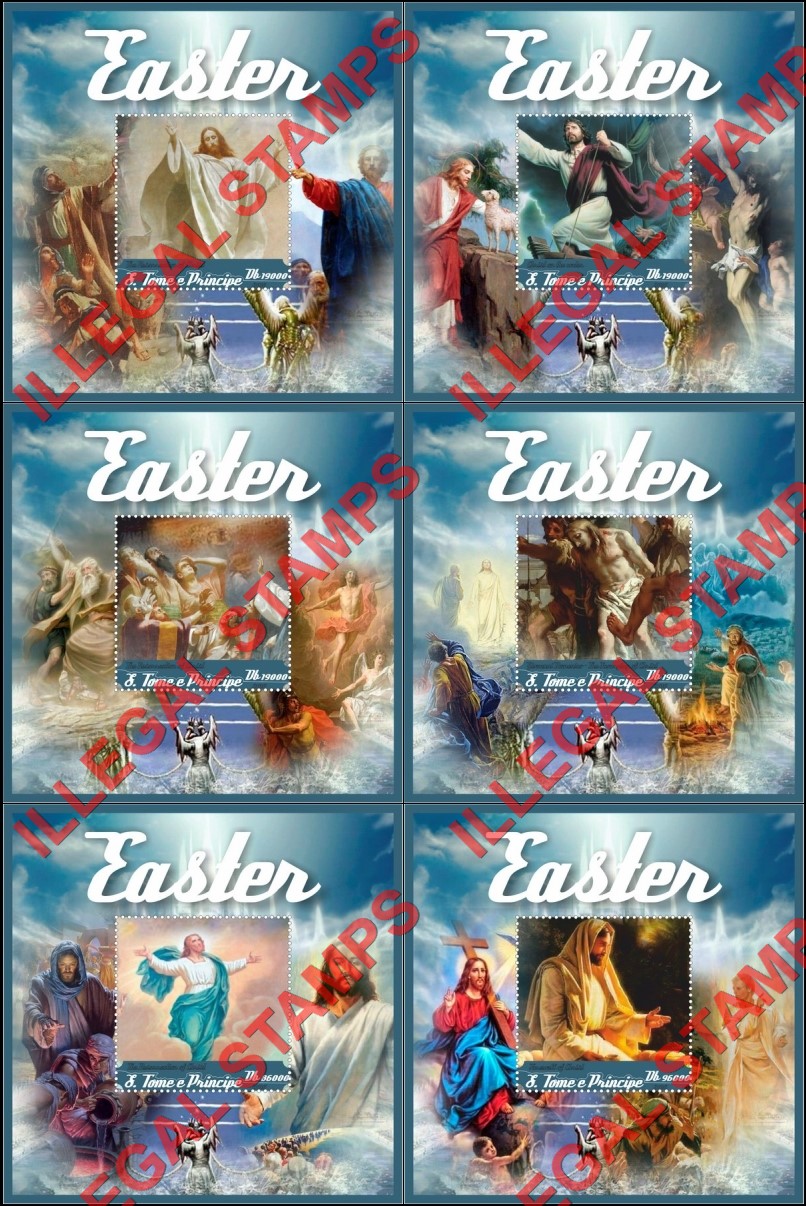 Saint Thomas and Prince Islands 2016 Easter Paintings Illegal Stamp Souvenir Sheets of 1