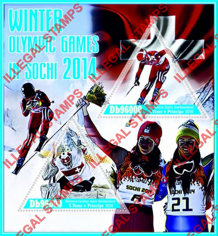 Saint Thomas and Prince Islands 2016 Olympic Games in Sochi in 2014 Illegal Stamp Souvenir Sheet of 2