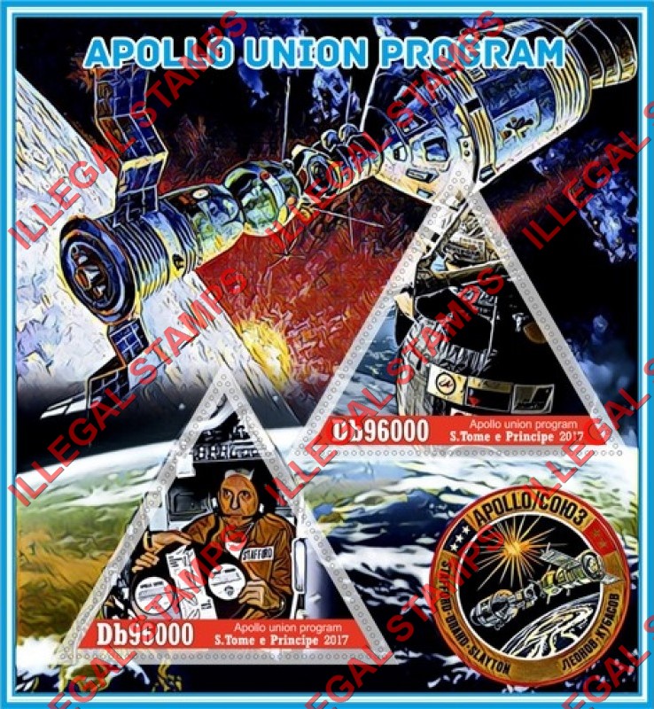 Saint Thomas and Prince Islands 2017 Space Apollo Union Program Illegal Stamp Souvenir Sheet of 2