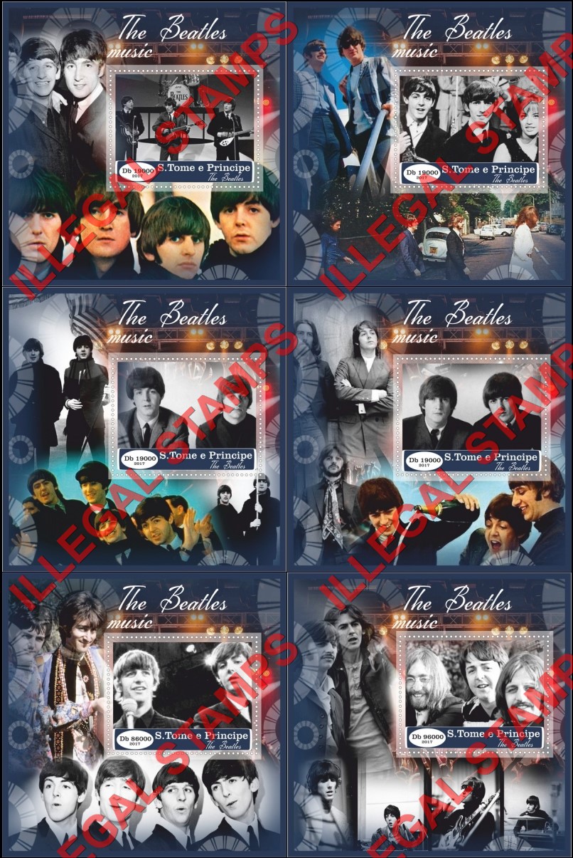 Saint Thomas and Prince Islands 2017 The Beatles Illegal Stamp Souvenir Sheets of 1