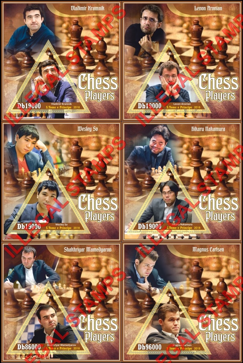 Saint Thomas and Prince Islands 2018 Chess Players Illegal Stamp Souvenir Sheets of 1