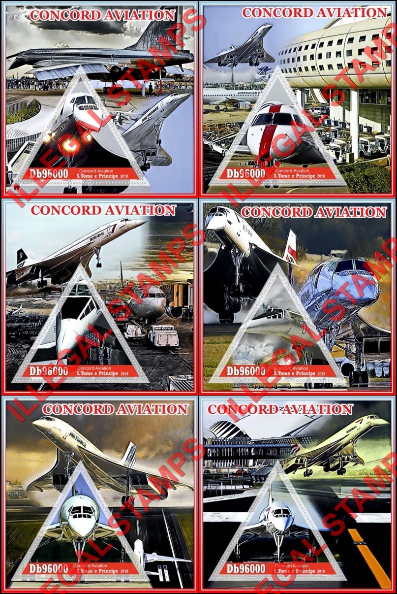 Saint Thomas and Prince Islands 2018 Concorde Aviation Illegal Stamp Souvenir Sheets of 1