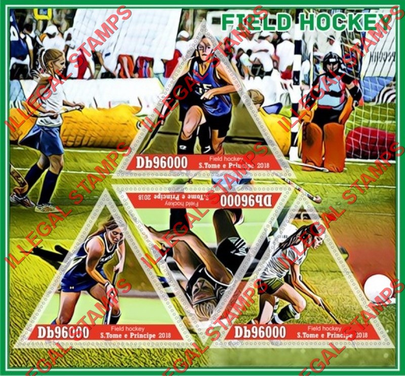 Saint Thomas and Prince Islands 2018 Field Hockey Illegal Stamp Souvenir Sheet of 4