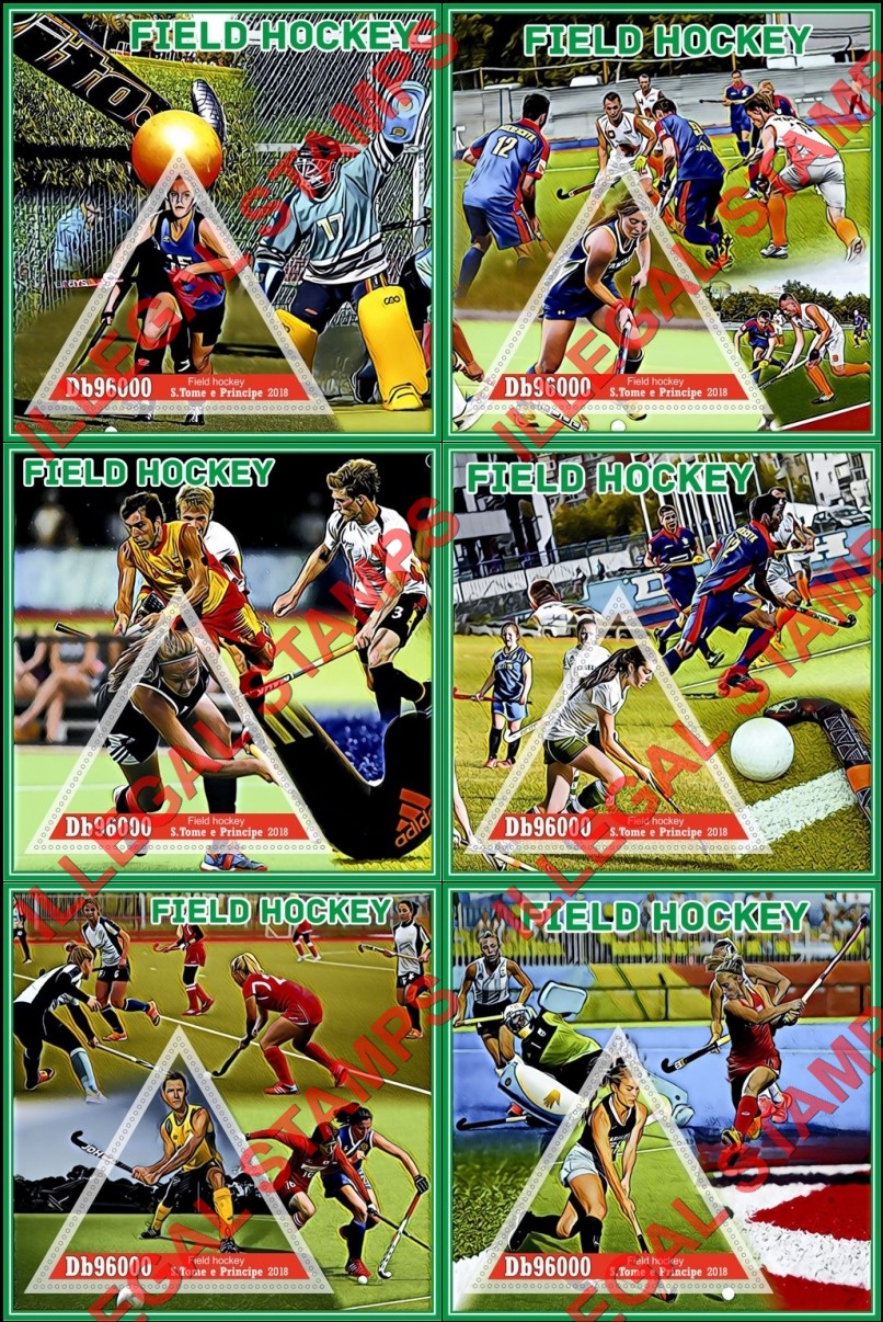 Saint Thomas and Prince Islands 2018 Field Hockey Illegal Stamp Souvenir Sheets of 1