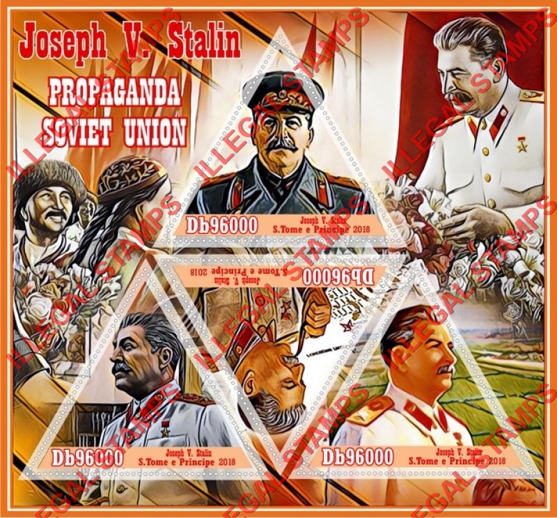 Saint Thomas and Prince Islands 2018 Joseph Stalin (different a) Illegal Stamp Souvenir Sheet of 4