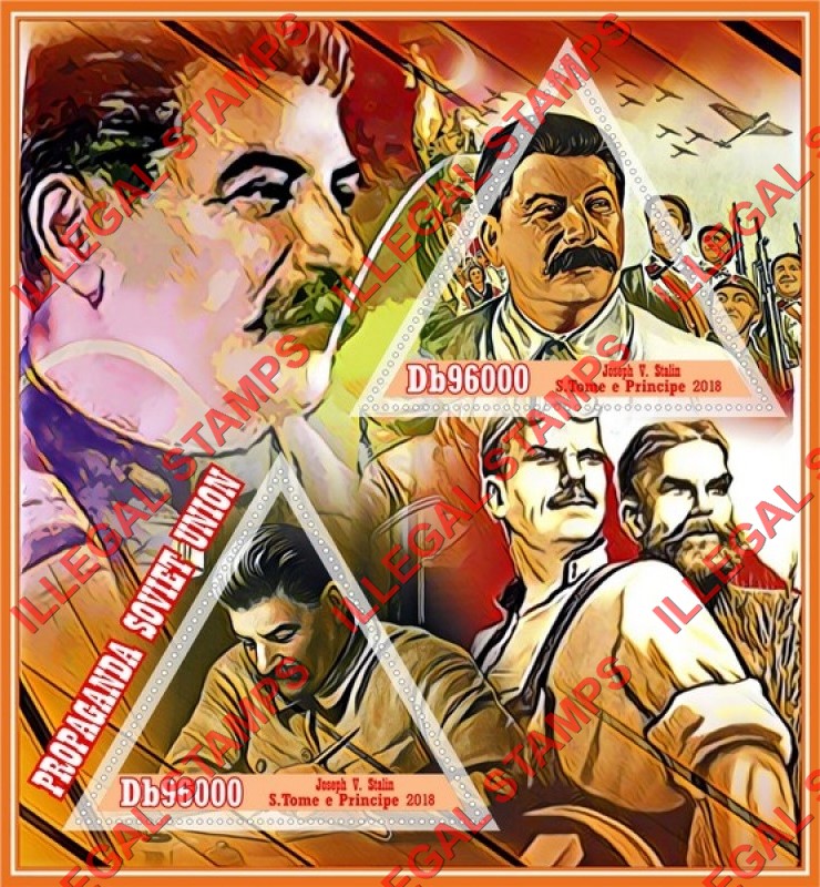 Saint Thomas and Prince Islands 2018 Joseph Stalin (different a) Illegal Stamp Souvenir Sheet of 2