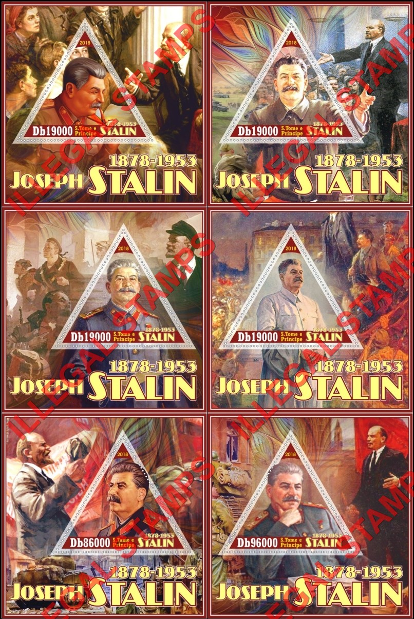 Saint Thomas and Prince Islands 2018 Joseph Stalin (different b) Illegal Stamp Souvenir Sheets of 1