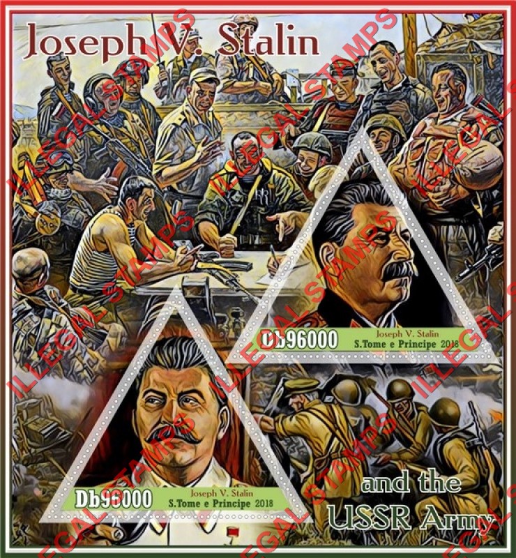 Saint Thomas and Prince Islands 2018 Joseph Stalin (different) Illegal Stamp Souvenir Sheet of 2