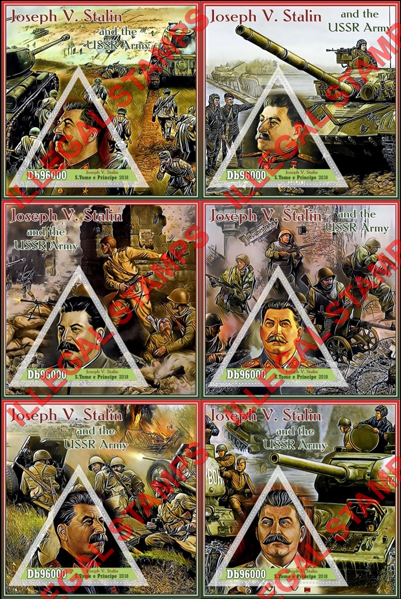 Saint Thomas and Prince Islands 2018 Joseph Stalin (different) Illegal Stamp Souvenir Sheets of 1