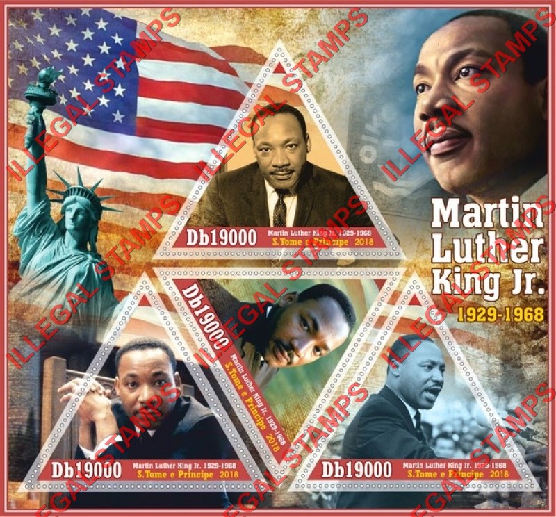 Saint Thomas and Prince Islands 2018 Martin Luther King Jr Illegal Stamp Souvenir Sheet of 4