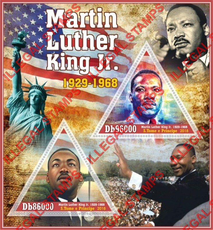 Saint Thomas and Prince Islands 2018 Martin Luther King Jr Illegal Stamp Souvenir Sheet of 2