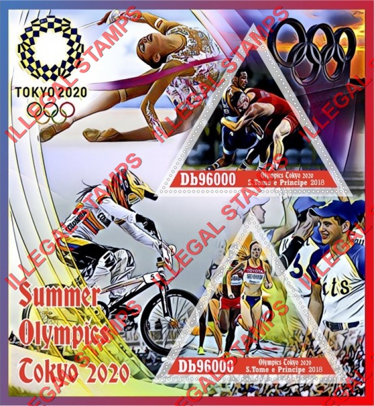 Saint Thomas and Prince Islands 2018 Olympic Games in Tokyo in 2020 Illegal Stamp Souvenir Sheet of 2
