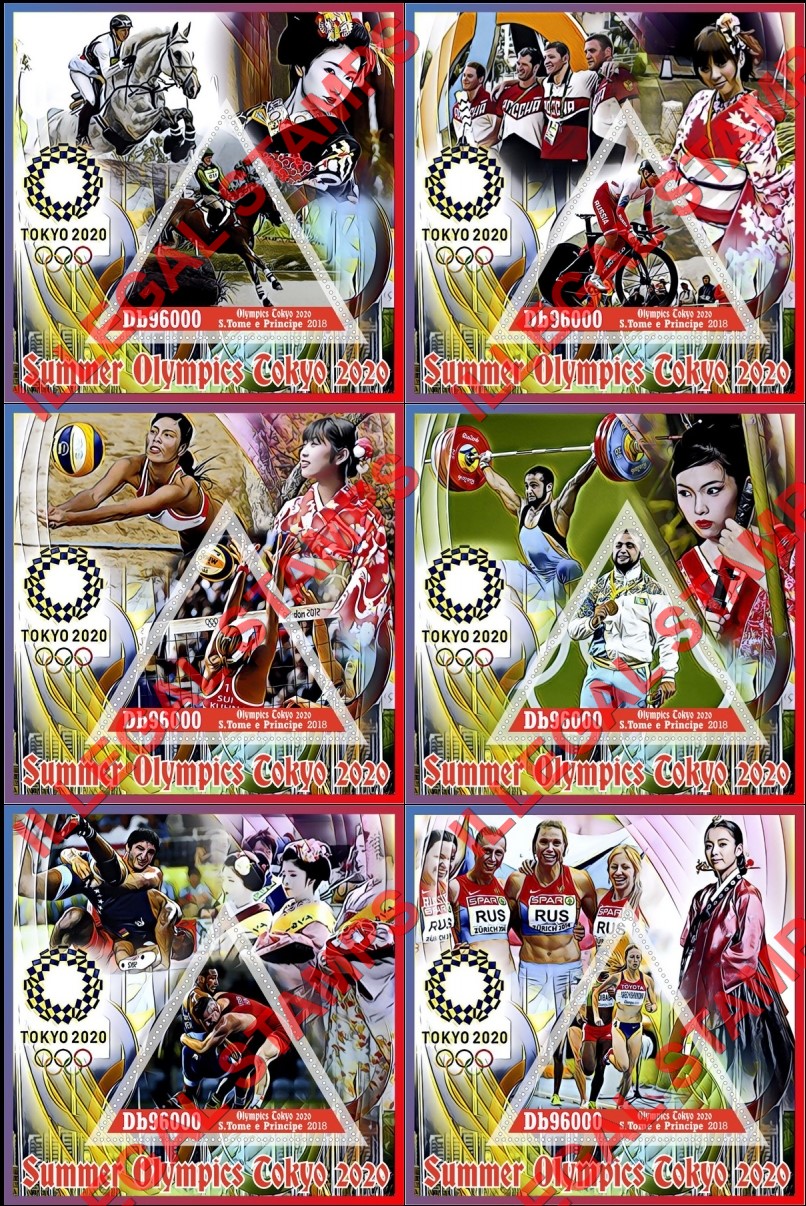 Saint Thomas and Prince Islands 2018 Olympic Games in Tokyo in 2020 Illegal Stamp Souvenir Sheets of 1