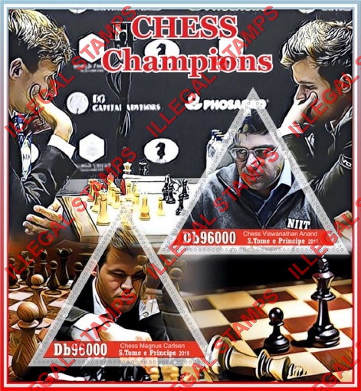 Saint Thomas and Prince Islands 2019 Chess Champions Illegal Stamp Souvenir Sheet of 2