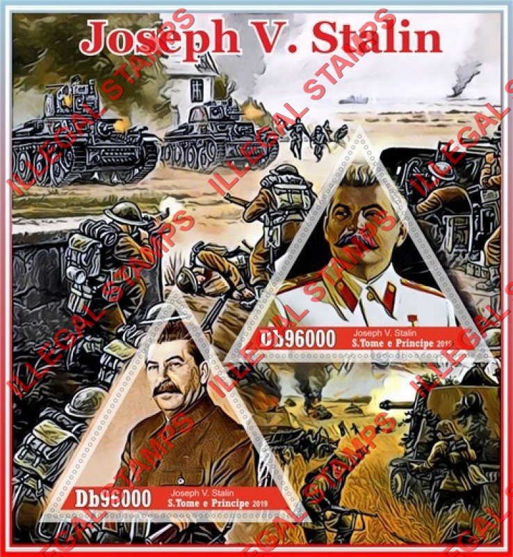 Saint Thomas and Prince Islands 2019 Joseph Stalin (different) Illegal Stamp Souvenir Sheet of 2