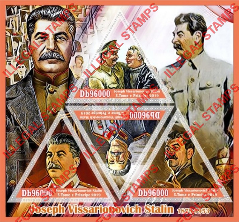 Saint Thomas and Prince Islands 2019 Joseph Stalin Illegal Stamp Souvenir Sheet of 4