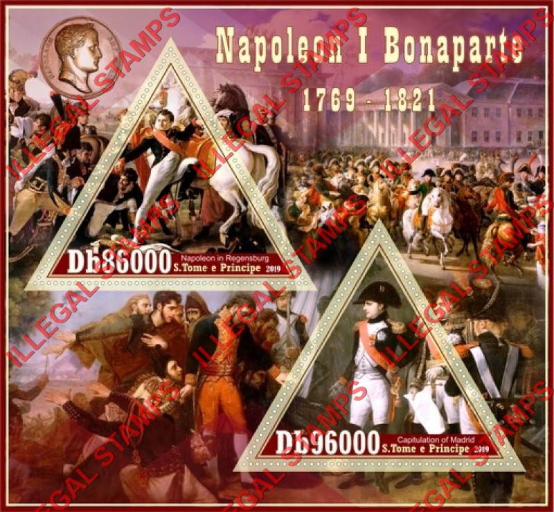 Saint Thomas and Prince Islands 2019 Napoleon Bonaparte Illegal Stamp Souvenir Sheet of 2