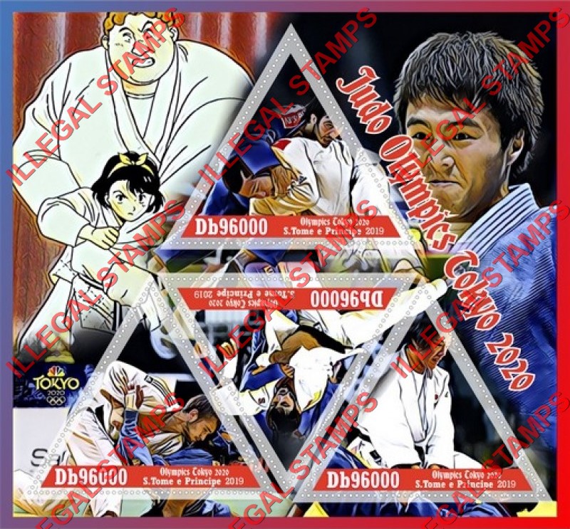 Saint Thomas and Prince Islands 2019 Olympic Games in Tokyo in 2020 Judo Illegal Stamp Souvenir Sheet of 4