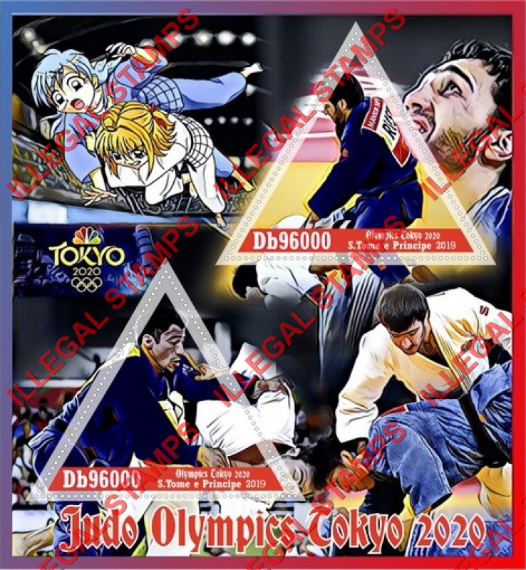 Saint Thomas and Prince Islands 2019 Olympic Games in Tokyo in 2020 Judo Illegal Stamp Souvenir Sheet of 2