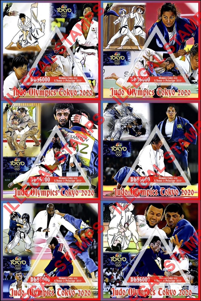 Saint Thomas and Prince Islands 2019 Olympic Games in Tokyo in 2020 Judo Illegal Stamp Souvenir Sheets of 1