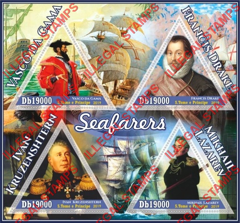 Saint Thomas and Prince Islands 2019 Seafarers Illegal Stamp Souvenir Sheet of 4