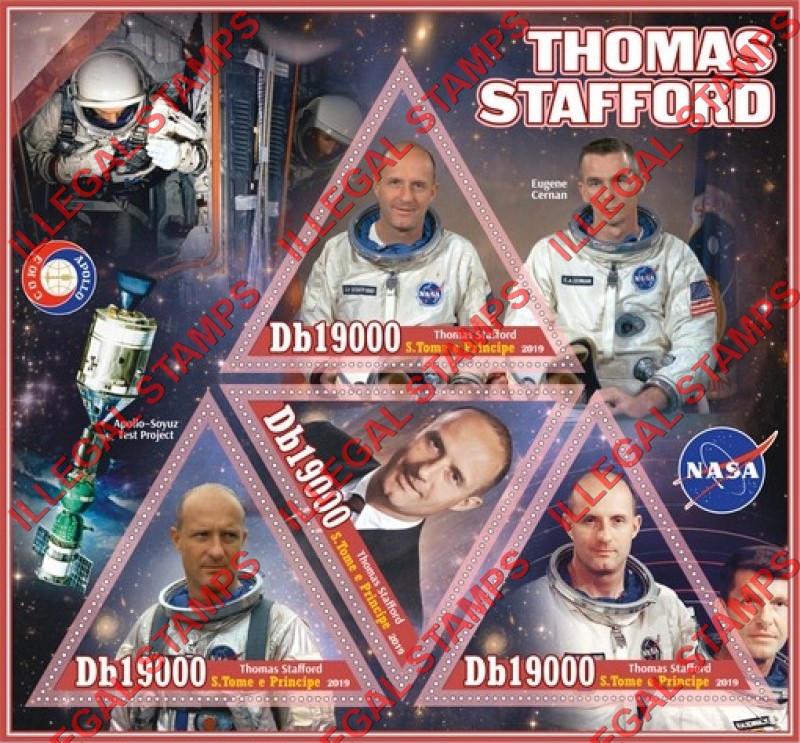 Saint Thomas and Prince Islands 2019 Space Apollo Soyuz Thomas Stafford Illegal Stamp Souvenir Sheet of 4