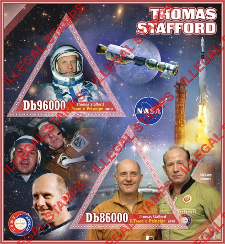 Saint Thomas and Prince Islands 2019 Space Apollo Soyuz Thomas Stafford Illegal Stamp Souvenir Sheet of 2