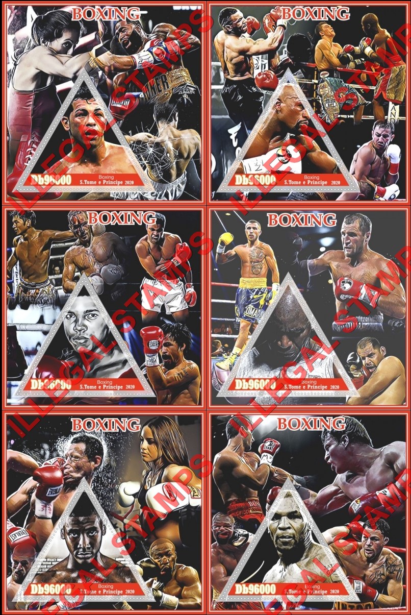 Saint Thomas and Prince Islands 2020 Boxing Illegal Stamp Souvenir Sheets of 1