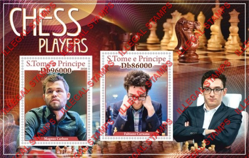 Saint Thomas and Prince Islands 2020 Chess Players (different) Illegal Stamp Souvenir Sheet of 2
