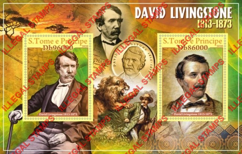 Saint Thomas and Prince Islands 2020 David Livingstone Illegal Stamp Souvenir Sheet of 2
