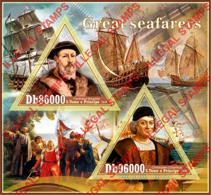 Saint Thomas and Prince Islands 2020 Great Seafarers Illegal Stamp Souvenir Sheet of 2
